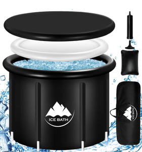 lot 10792 image: Cold Plunge Tub, XL Large 116 Gal Ice Bath Tub For 2 Adults Athletes, Portable Cold Water Inflatable Plunge Pool With Cover, Multiple Layered, Carry Bag for Recovery & Cold Water Therapy - Retail $75