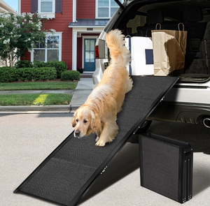 lot 10793 image: Dog Ramp for Car, 63L17.3W Portable Folding Pet Ramps for Small Medium Large Dogs, Lightweight Aluminum Frame, Outdoor Dog Ramp for Car Truck SUV, Up to 155 Lbs - Retail $76