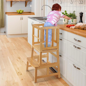 lot 10804 image: Wooden Kitchen Helper TowerLearning Stool - Retail $89