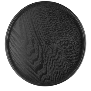 lot 10826 image: Wooden Rustic Serving Tray, Round Solid Natural Wood Finish Plate Non Slip Kitchen Party Bar Decorative Server Board Breakfast Coffee Table Tea Food Snacks Food Meals Drinks Cocktails 24cm - Retail $10