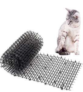 lot 10843 image: Homarden Black Scat Mat for Cats - 13ft x 11 Plastic Cat Deterrent with Spikes and 12 Garden Staples - Indoor and Outdoor Mat to Protect Furniture and Gardens - Retail $39