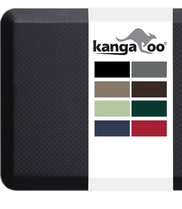 lot 10850 image: KANGAROO Thick Ergonomic Anti Fatigue Mats for Kitchen Floor, 48x20, Cushioned Standing Office Desk Mat, Waterproof Scratch Resistant Topside, Supportive All Day Comfort Padded Foam Rugs, Black - Retail $64