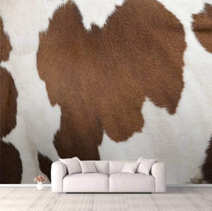 lot 10860 image: 3D Wallpaper Cowhide of a Calf Self Adhesive Bedroom Living Room Dormitory Decor Wall Mural Stick and Peel Background Wall Ceiling Wardrobe Sticker - Retail $50