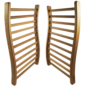 lot 10862 image: HSE Canadian Red Cedar Ergonomic S-Shape Sauna Backrest (Pack of 2) - Retail $130