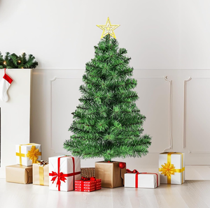 lot 10873 image: Tabletop Premium Artificial 3Ft Small Mini Christmas Tree for Home, Office, Indoor and Outdoor Decor,Holiday Decoration,Easy Assembly Metal Hinges & Foldable Base.Green Tree - Retail $27