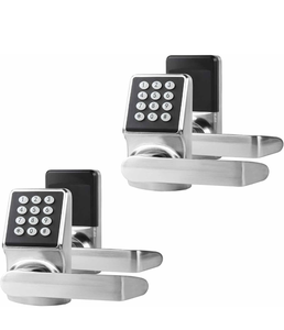 lot 10885 image: Keypad Door Lock with Handle, Digital Door Lock with Keypad Set,Keyless Entry Door Lock with Handle-IC Card and Anti-peep Password- Brushed Nickel-2PACKset - Retail $100