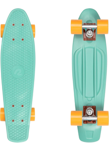 lot 10895 image: Retrospec Quip Mini Cruiser Skateboard 22.5 Classic Retro Plastic Cruiser Complete Skateboard with ABEC 7 Bearings and PU Wheels Compact Board wGrippy, Molded Waffle Deck - Retail $34