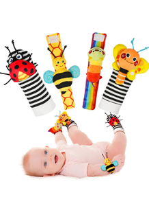 lot 10908 image: Infinno Baby Wrist Rattle Socks and Foot Finder Set, Perfect Baby Toys for 0-12 Months Newborn Boys and Girls As Shower Gifts, Garden Bug Series - Retail $16
