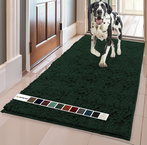 lot 10910 image: Muddy Mat Original Dog Door Mat for Muddy Paws, Super Absorbent Microfiber, Non-Slip Washable Pet Rug, Quick Dry Chenille Entryway Carpet, Machine Washable Indoor Outdoor mat, Dark Green 36x60 - Retail $90