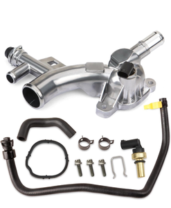 lot 10913 image: MITZONE Upgraded Aluminum Coolant Housing Water Outlet Compatible with 2011-2020 Chevrolet Cruze Sonic Trax Volt Buick Encore 1.4L with Inlet Hose and Oil Cooler Hose Replace 25193922 902-846 - Retail $31