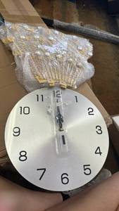 lot 10931 image: Modern Decorative Wall Clock with Gold and Silver Accents - Retail $35