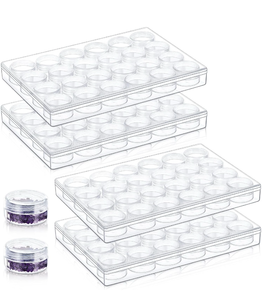 lot 10934 image: Xinnun 4 Pcs Bead Organizer Transparent Embroidery Bead Storage Containers with Lid Plastic Diamond Painting Storage for DIY Crafts Jewelry Earring Sewing Pills Nail Small Items, Clear(24 Grids) - Retail $37