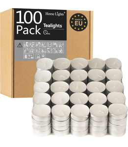 lot 10935 image: Tealight Candles - 4 Hours - Giant 100,200,300 Bulk Packs - White Unscented European Votive Smokeless Tea Lights for Shabbat, Weddings, Christmas, Home Decorative- 100 Pack - Retail $15