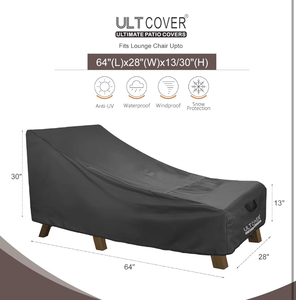 lot 10942 image: ULTCOVER Waterproof Patio Lounge Chair Cover Heavy Duty Outdoor Chaise Lounge Cover 1 Pack - 64L x 28W x 30H inch, Black - Retail $25