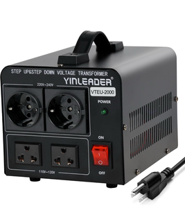 lot 10945 image: Yinleader 2000W Step UpDown Transformer, Convert 110120V to 220240 Volt OR Convert 220V to 110V Voltage Converter with 2US&amp2 EU outlets - MISSING POWER CORD - Retail $80