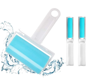 lot 10949 image: Sticky Lint Roller 3 Pack, Reusable Washable Lint Roller Pet Hair Remover Include Large and Small Size Cleaner for Clothes, Pet Hairs, Carseats - Retail $10
