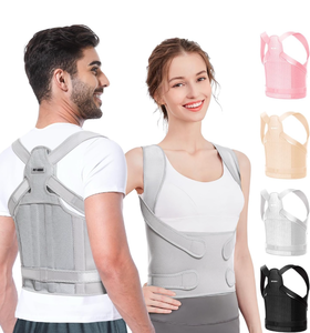 lot 10951 image: Fit Geno Back Brace Posture Corrector for Men & Women Shoulder Straightener Adjustable Full Back Support Pain Relief - Scoliosis Hunchback Spine Corrector (Medium) - Retail $37