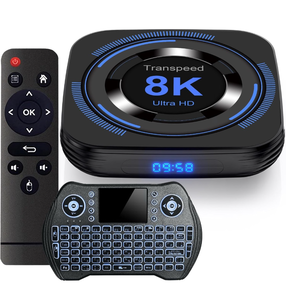 lot 10953 image: Android TV Box 12.0 4GB 64GB TV Box 2024 Support 8K Dual-WiFi 2.4G 5.8G Android Box H618 Chipset with HDR10 BT5.0 USB 2.0 3D Ethernet with Mini Backlit Keyboard - Retail $50