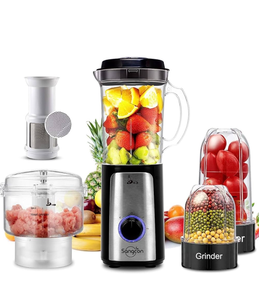 lot 10957 image: SANGCON 5 in 1 Blender and Food Processor Combo for Kitchen, Small Electric Food Chopper for Meat and Vegetable, 350W High Speed Blenders with 2 Speeds and Pulse for Smoothies and Shakes - Retail $58