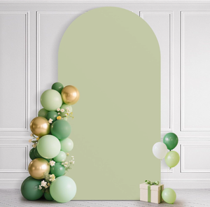 lot 10959 image: Ledido Wedding Arch Backdrop Cover 7.2FT Arch Covers Fitted Stretchy Spandex Round Top Stand Backdrop Cover for Wedding Banquet Ceremony Birthday Party Baby Shower Event Decoration,Green - Retail $25