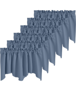 lot 10961 image: NICETOWN Stone Blue Blackout Valances for Windows Treatment 18 Inch Length Solid Thermal Insulated Rod Pocket Bedroom and Bathroom Curtains Valance for Small Windows, 6 Panels, 52 x 18 inches - Retail $40