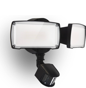 lot 10962 image: UME 19W LED Flood Light Motion Sensor Outdoor, 2 Adjustable Head, 2000LM, 5000K, IP65 Waterproof, Dusk to Dawn Security Light with Photocell for Exterior,Outside,Garage,House(Black) - Retail $25