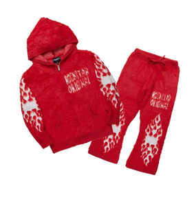 lot 10967 image: Boys Toshio Red Stacked Flare Knitted Mohair Track Set - Retail $150