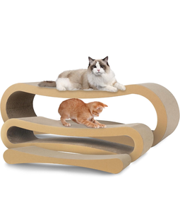 lot 10970 image: FluffyDream 3 in 1 Cat Scratcher Cardboard, Cat Scratching Board Furniture Protector, Cat Scratching Post, Cat Beds for Indoor Cats, Infinity Shape, X-Large - Retail $56
