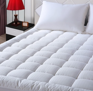 lot 10973 image: EASELAND Queen Size Mattress Pad Pillow Top Mattress Cover Quilted Fitted Mattress Protector Cotton Top Stretches up 8-21 Deep Pocket Cooling Mattress Topper (60x80 inch, White) - Retail $50