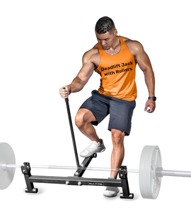 lot 10981 image: Bells of Steel Deadlift Jack 2.0 Premium Barbell Jack  Long Handle Deadlift Bar Jack  Bar Jack Durable Nylon Rollers for Easier Bar Centering  Protective UHMW Deadlift Stand, 800lb Capacity - Retail $150
