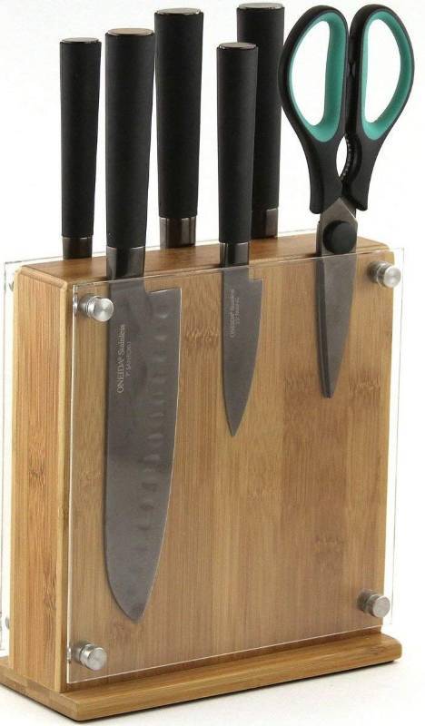 lot 2269 image: Knife Block Set 7pc Titanium