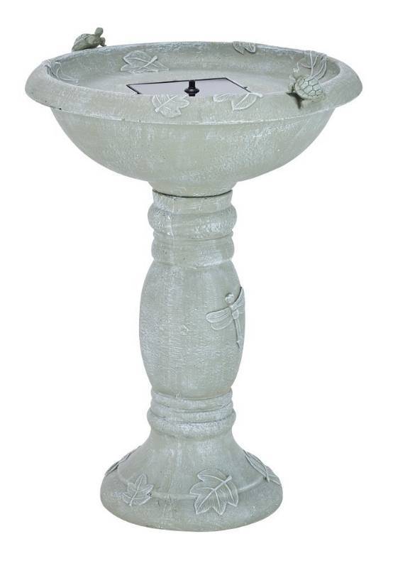 lot 2335 image: Smart Solar 20622R01 Country Gardens Solar Birdbath Fountain, Gray Weathered Stone Finish