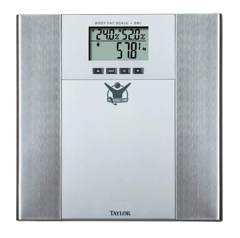 lot 2345 image: Biggest Loser Body Fat-Body Water Scale, Silver and Stainless Steel