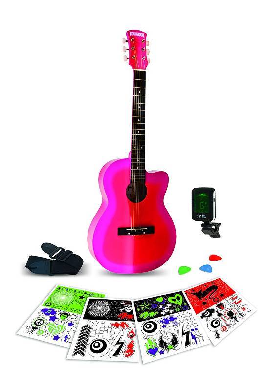 lot 2363 image: Rockwood Junior Instruments RWAP Pink Burst 34 Acoustic Guitar pack
