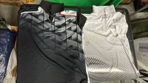lot 402 image: 2 Piece Gradient Pattern Golf Polo Shirt Sz Lg - Retail $45