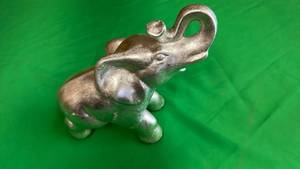 lot 420 image: Decorative Silver Elephant for Home or Office approx 9inx8in