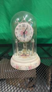 lot 499 image: Timex Anniversary Clock with Glass Dome Floral Design - Retail $45