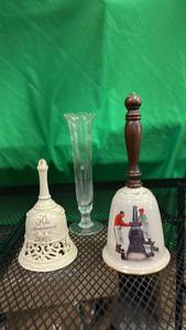 lot 504 image: Glass Vase and 2 Collectors Bells