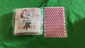 lot 539 image: Pink Bear We Can Hardly Wait Baby Shower 20 Piece Plate, Napkin, Pink Plastic Forks Set with 7 Pages of Heart Stickers