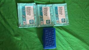 lot 543 image: 3 Blue Solid Binder Pouch Set with Blue Plastic Organizer - Retail $24