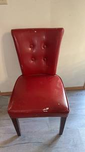 lot 589 image: Vintage Red Faux Leather Dining Chair - Retail $175