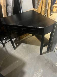 lot 596 image: Black Corner Desk with Drawer