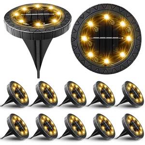 lot 1020 image: Solar Powered Ground lights 12 Pack,Waterproof LED Solar Lights Outdoor Solar Disk Lights Decorative,Solar Garden Lights for Landscape Pathway Patio Yard Walkway Path Lawn Driveway Lighting Warm White