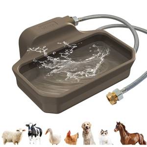 lot 1050 image: FICUSWIN 135OZ Automatic Water Dispenser for Dogs Patented Automatic Dog Water Bowl Fit 34 GHT Male Faucet Outdoor Large Dog Water Bowl Include Water Hose Copper Connector Large Drinking Area Brown