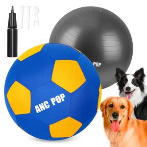 lot 1055 image: ANC POP Herding Ball for Dogs & Horses - 20 Large Blue & Yellow Ball with Hand Pump