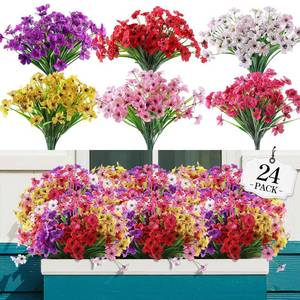 lot 1061 image: AGIRL 24 Bundles Artificial Flowers for Outdoor,No Fade Fake Plastic Flowers Faux Plants for Decoration Hanging Planters Indoor Outside Garden Porch Window Box Home Wedding Farmhouse