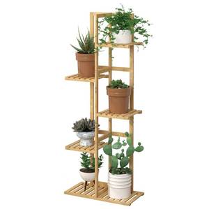 lot 1071 image: Laiensia Bamboo 5 Tier 6 Potted Plant Stand Rack Multiple Flower Pot Holder Shelf, Indoor&Outdoor Planter Display Shelves for Patio Garden, Living Room, Corner Balcony and Bedroom,Wood Color