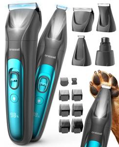 lot 1971 image: oneisall Quiet Dog Clippers for Grooming LED Light, Cordless Dog Grooming Kit 4 in 1, 2000mAh Pet Clippers Paw Trimmer Nail Grinder for Paw, Nail, Face, Ears, Legs, Body