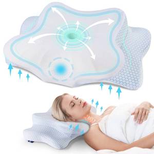 lot 1986 image: DONAMA Cervical Pillow for Neck and Shoulder,Contour Memory Foam Pillow,Ergonomic Neck Support Pillow for Side Back Stomach Sleepers with Pillowcase-Standard Size