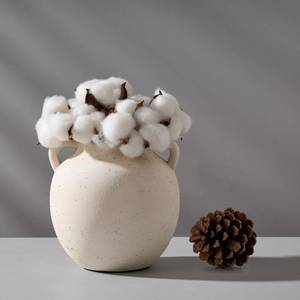lot 1987 image: PORCER Ceramic Vase, 5.8 Inch Terracotta Vase with Handles, Boho Decor Decorative Vase, Rustic Vase for Home Decor, Farmhouse, Living Room, Table - Beige